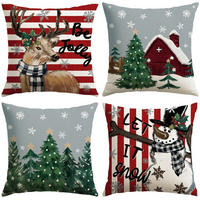 KISSENBEZUG 4er Set 50 x 50 cm Weihnachten Rot Grau - Multicolor, Textil (50/50cm)
