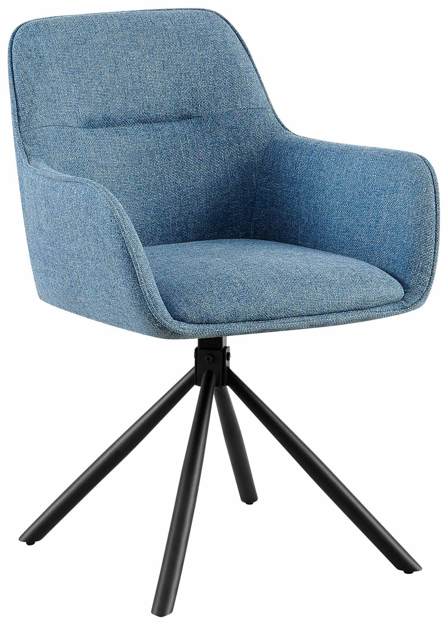 ARMLEHNENSTUHL Stoff blau - Blau/Schwarz, Textil/Metall (58/84/59cm) - CLP