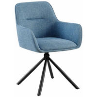ARMLEHNENSTUHL Stoff blau - Blau/Schwarz, Textil/Metall (58/84/59cm) - CLP