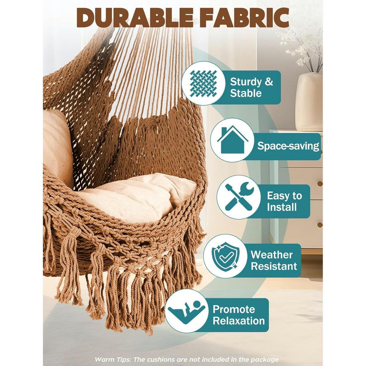 HÄNGESESSEL Baumwolle Braun 240 x 80 cm - Braun, Textil (80/150/240cm)
