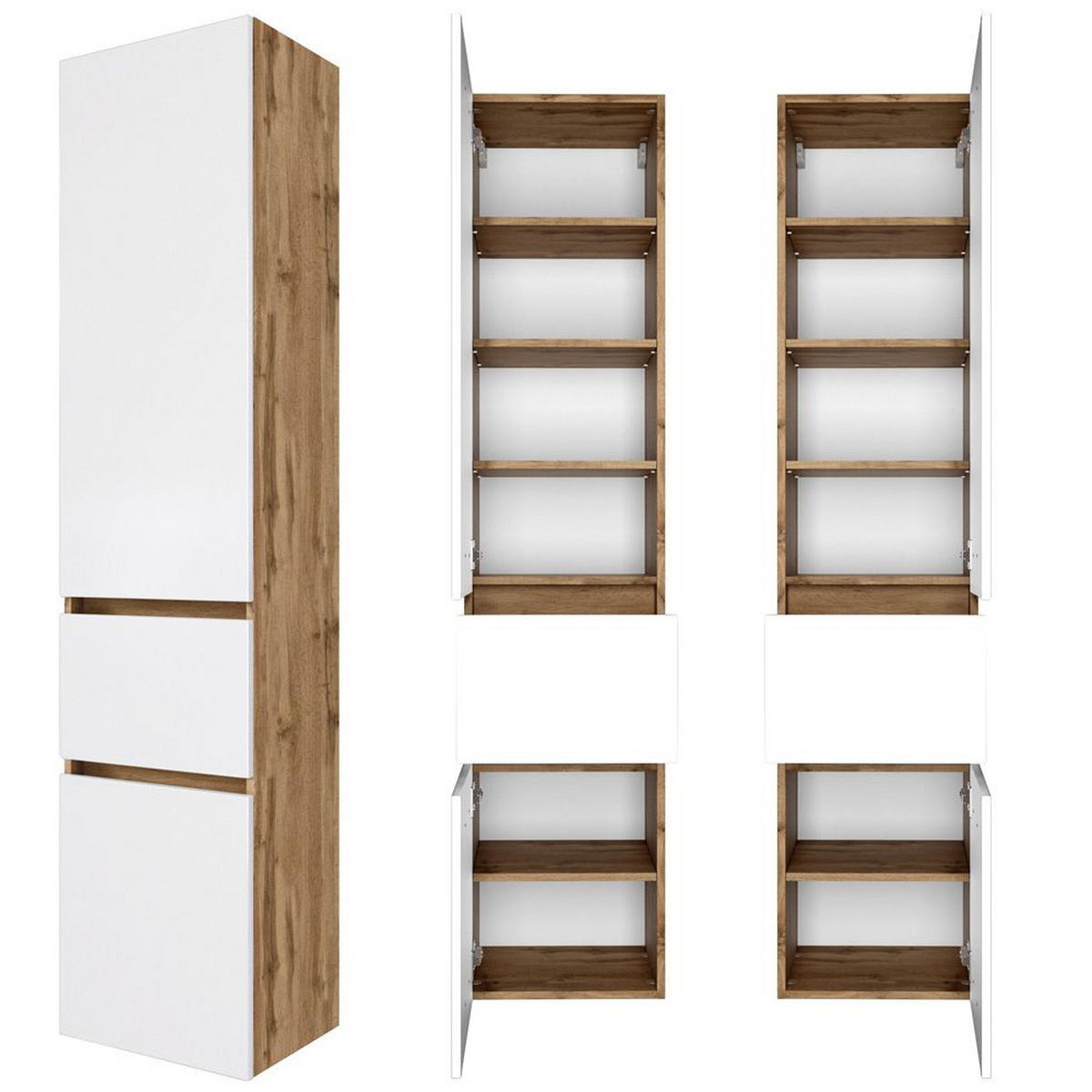 BADMÖBEL-SET 4-TLG. Lauria-03 - Weiß, Holzwerkstoff (200/200/49cm) - Lomado