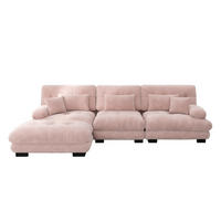 MODULARES Ecksofa mit beweglichen Ottomane, tiefem Sitz und runden Armlehnen, Pink - Pink, Textil (313/145cm) - Redom