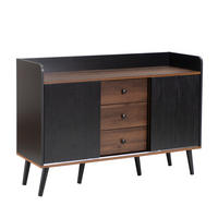 SIDEBOARD 117x39x79 cm Schwarz, 3 Schubladen, 2 Schiebetüren, Holzbeine, Modern - Schwarz, Holz (117/79/39cm) - PARAFTA HOME