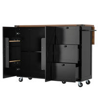 KÜCHENINSEL 140/45/92,5 cm schwarz aus MDF mit Klappplatte - Schwarz, Holzwerkstoff (140/92.5/45cm) - OKWISH