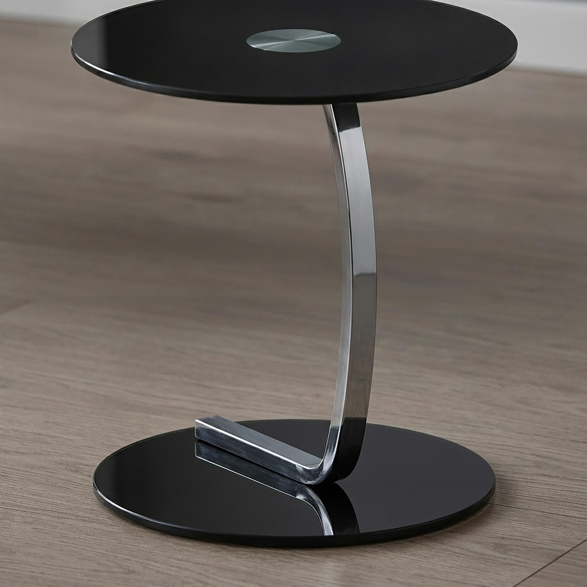 BEISTELLTISCH Schwarz Silber rund 55x40 cm - Schwarz, Glas/Metall (40/40/55cm) - Relaxdays