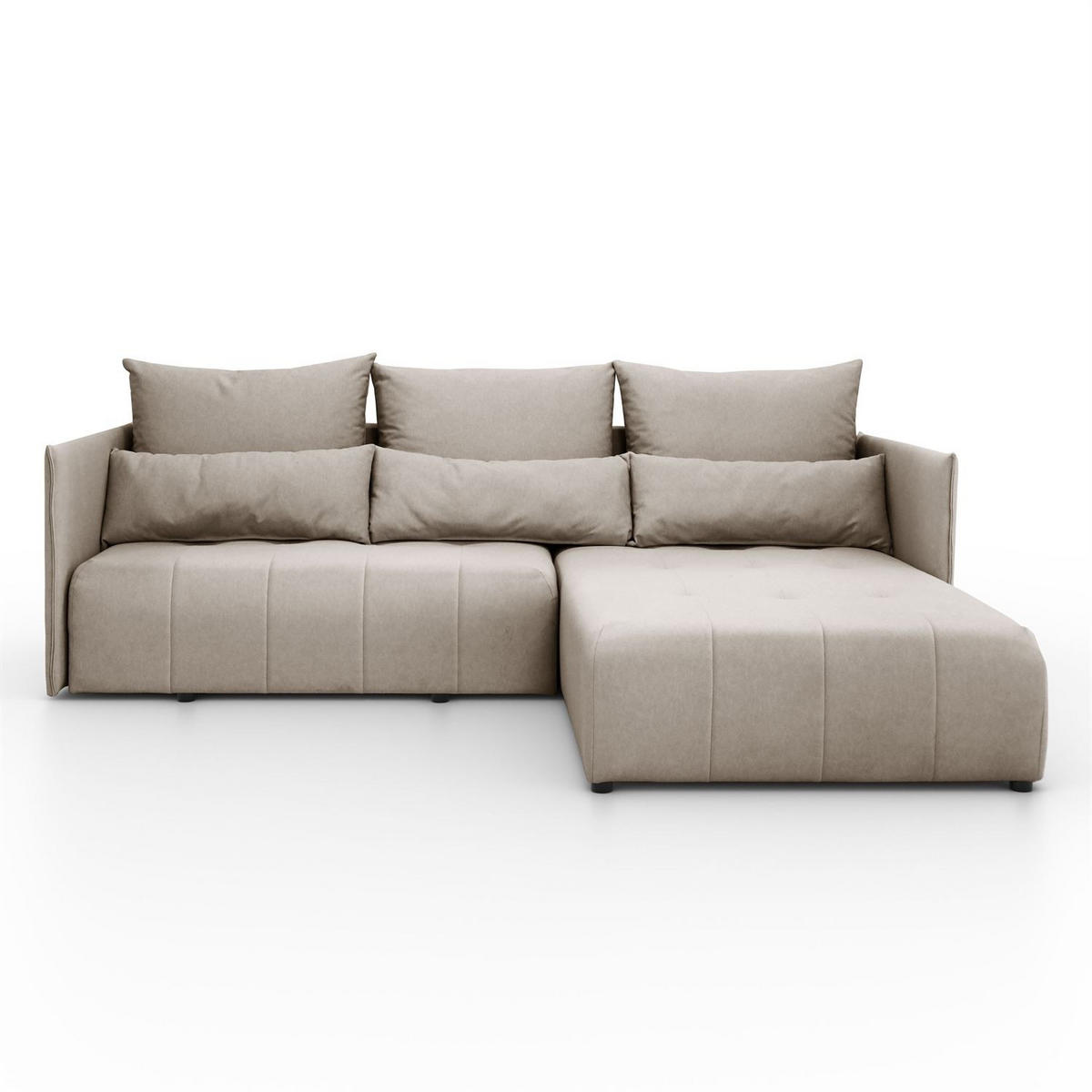 ECKSOFA APOLLO L mit Schlaffunktion und Bettkasten – rechte Seite - Beige, Textil (246/188cm) - Lookway