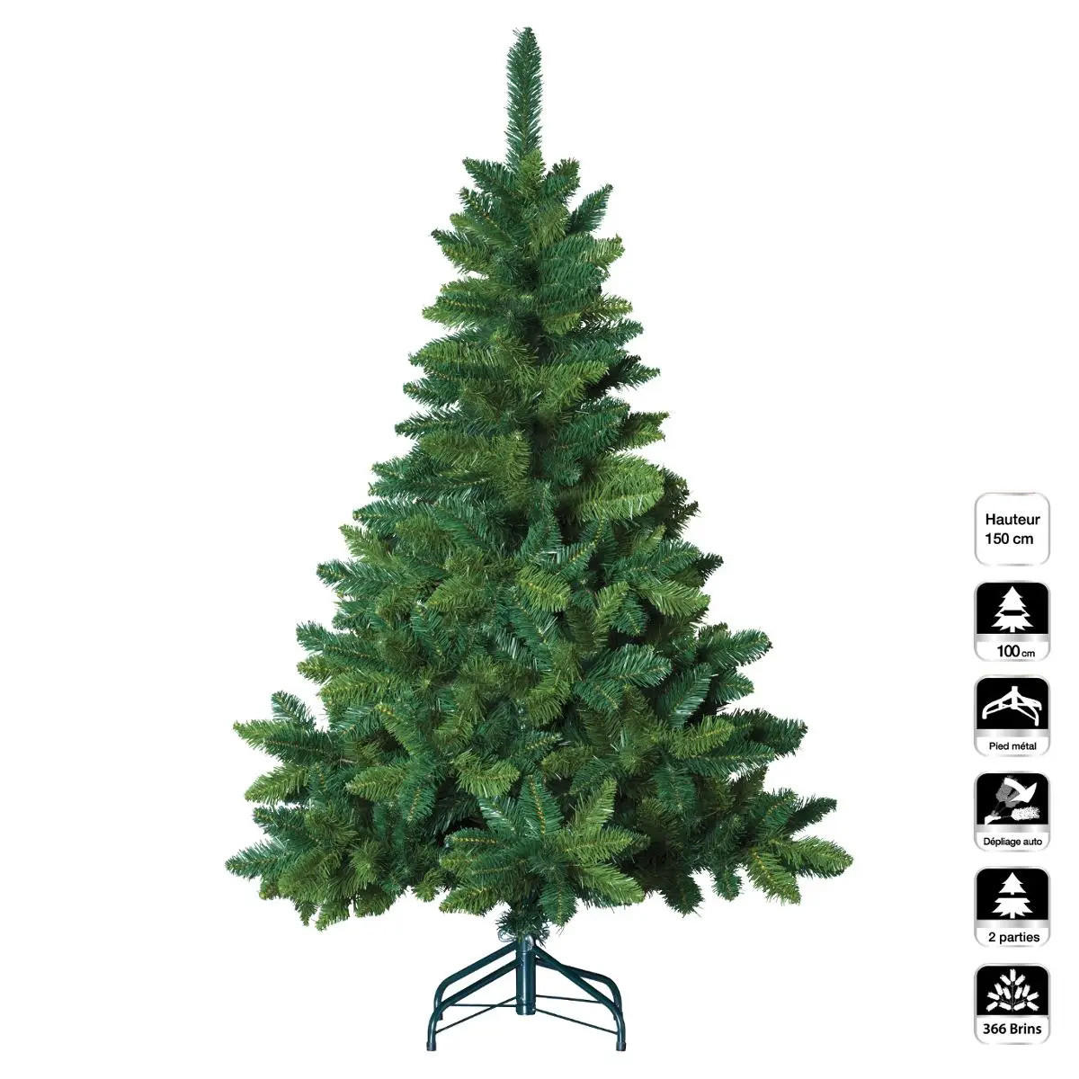 WEIHNACHTSBAUM mit Ständer 99/99/150 cm - Grün, Kunststoff (150cm) - Fééric Lights and Christmas