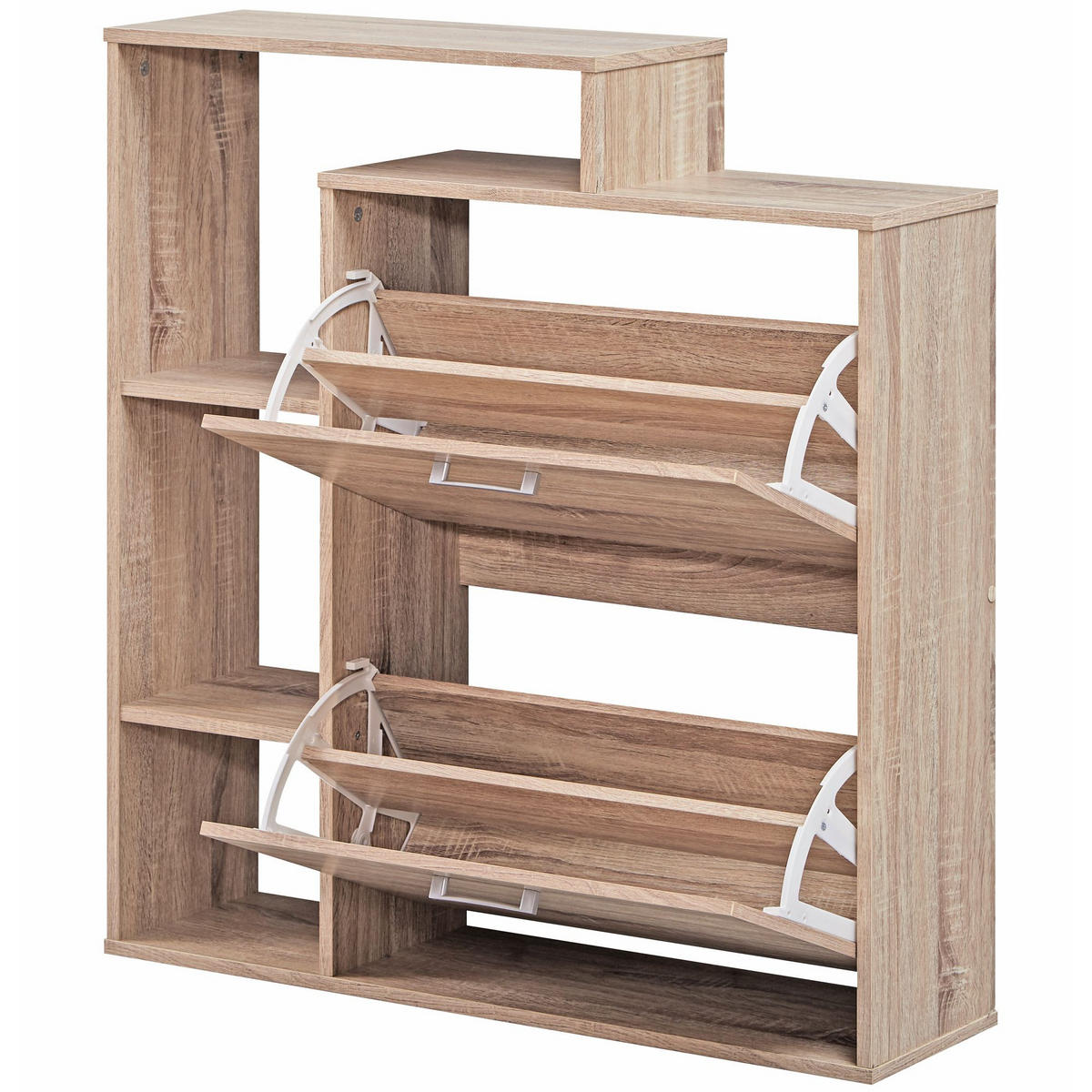 SCHUHKIPPER – Sonoma Eiche, für ca. 12 Paar Schuhe, MDF-Holz - Beige, Holz (85/93/24cm) - KADIMA DESIGN