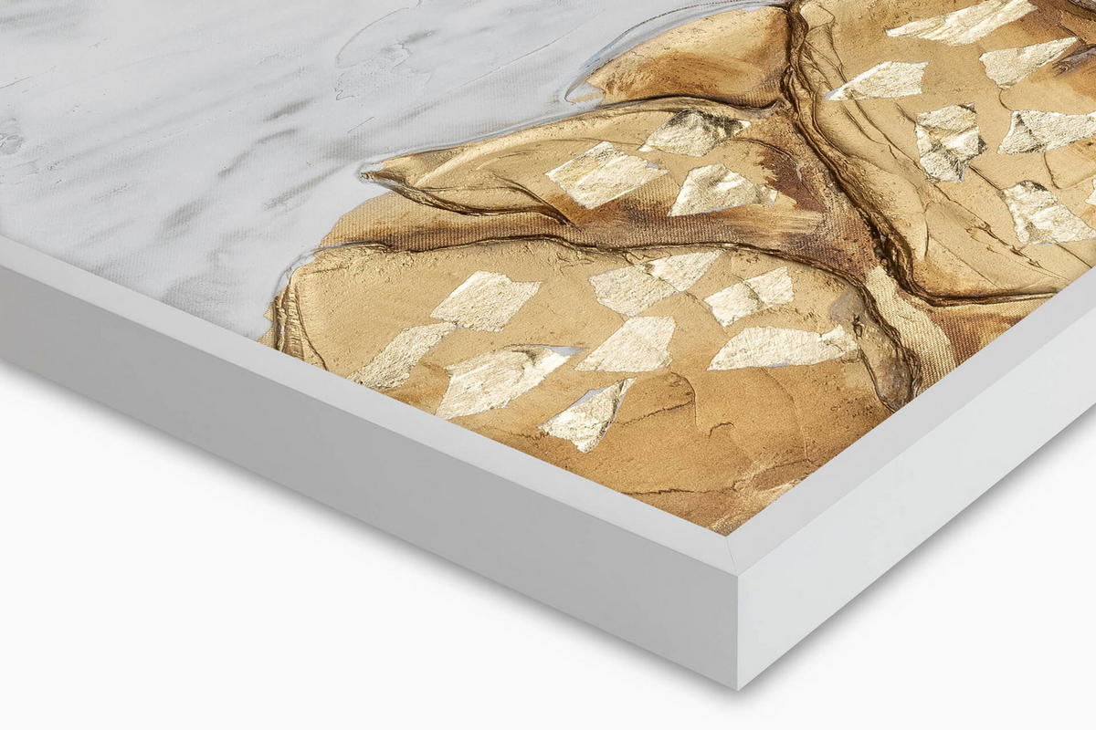 ACRYLBILD HANDGEMALT 100/50 cm - Goldfarben/Weiß, Holz/Textil (100/50cm) - KUNSTLOFT
