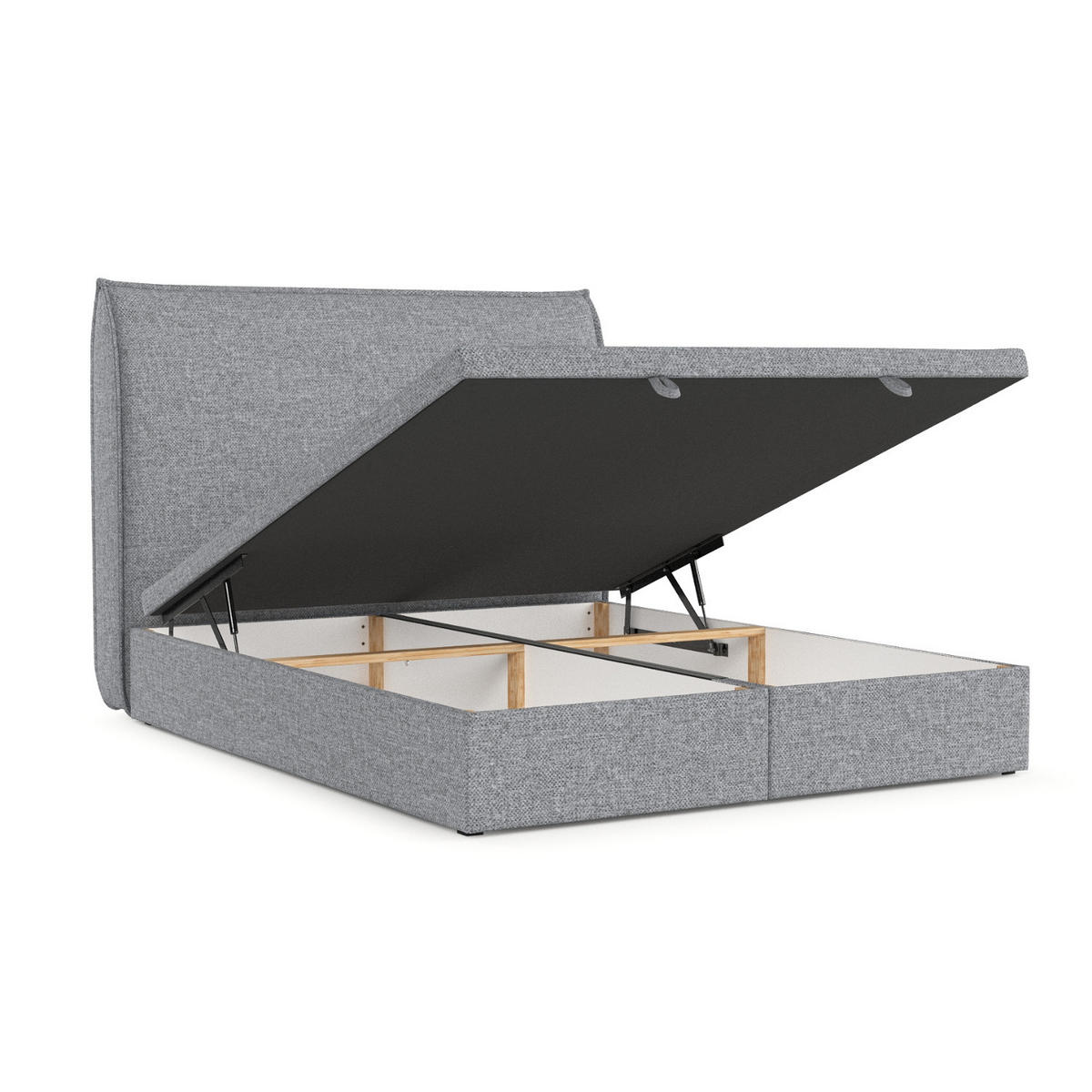 POLSTERBETT Tuvalu mit Stauraum 120/200 cm Grau im Alta Stoff - Schwarz/Grau, Holz/Holzwerkstoff (120/200cm) - AltaBeds