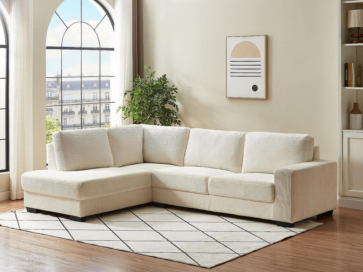 SOFA ohne Schlafmöglichkeit - 5 Personen-Sitzer - Samt - Beige - - Beige, Textil (282/85/208cm) - Vente-Unique