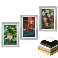 WANDBILDER 3er Set - 20x30 cm Silberner Rahmen - Lilien im Garten, bunte Blumen - Silberfarben, Kunststoff (20/30cm) - ArtPrintCave