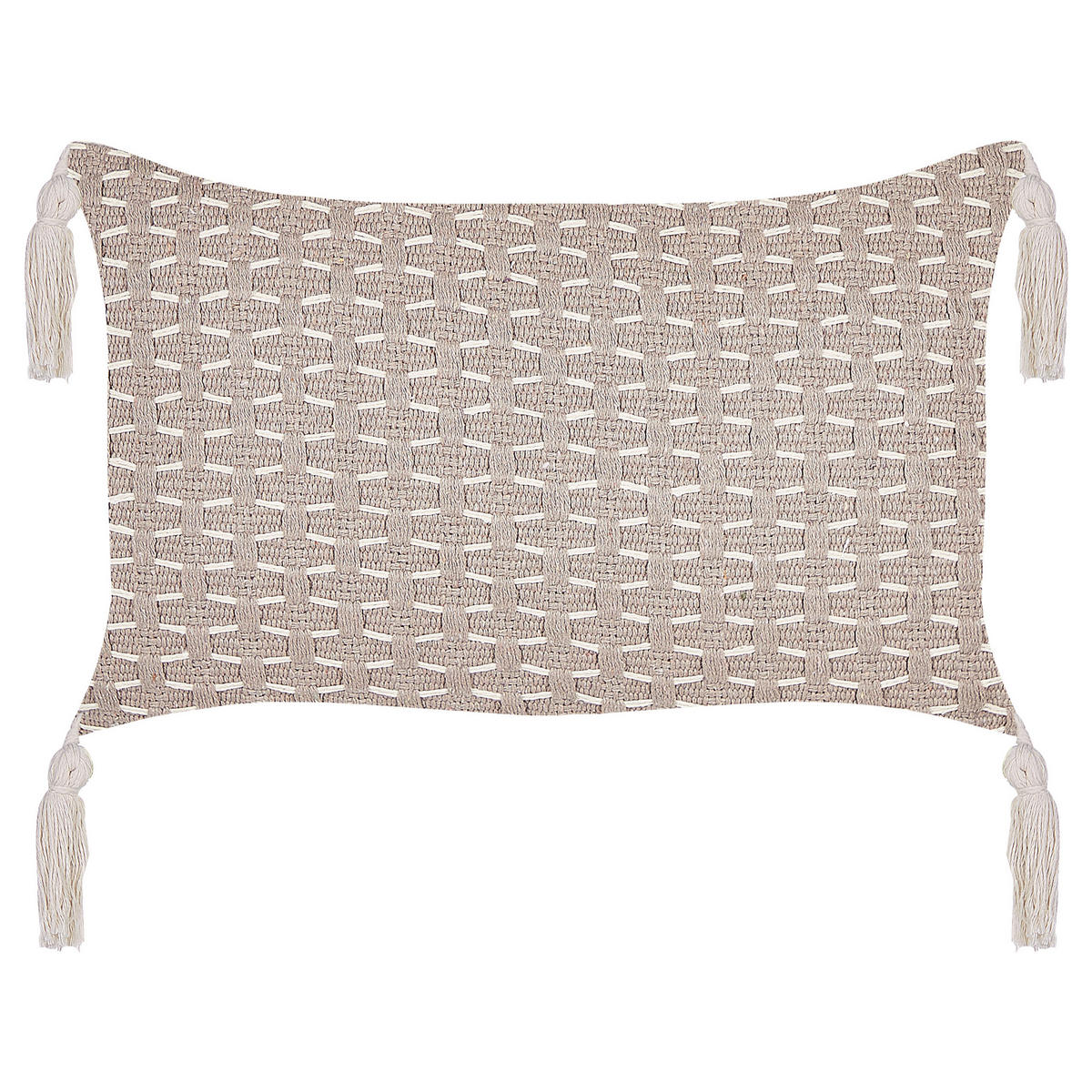 DEKOKISSEN 2er-Set Taupe 45/25 cm Hakone - Graubraun, Textil (45/25cm) - Beliani