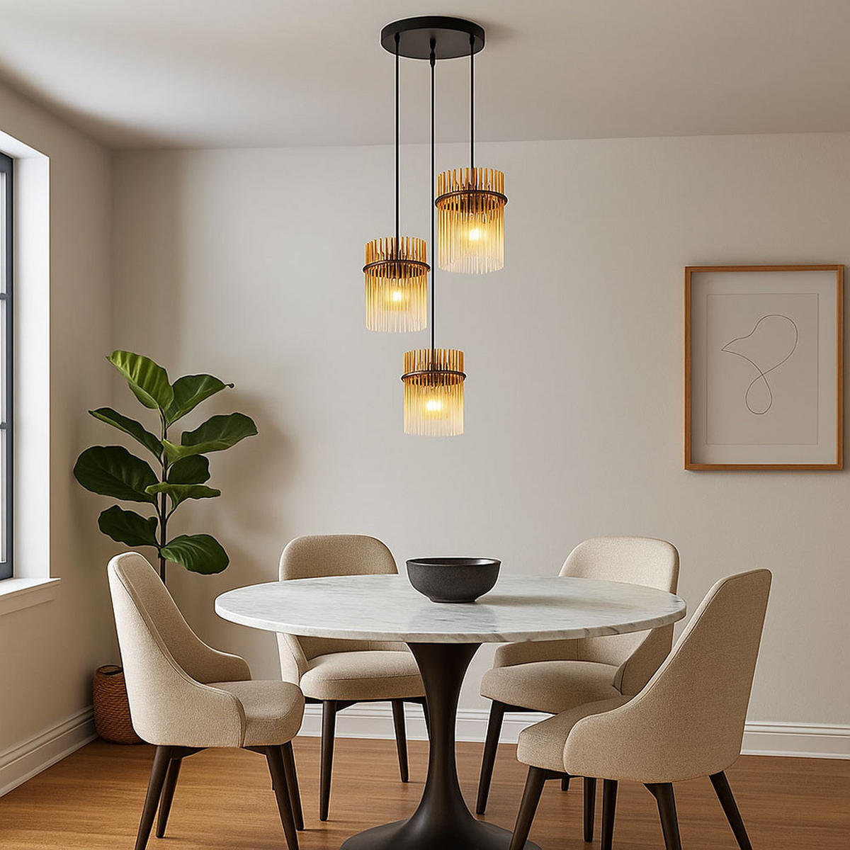 LED HÄNGELEUCHTE Metall Orange - Orange, Glas (47/47/140cm) - Globo Lighting