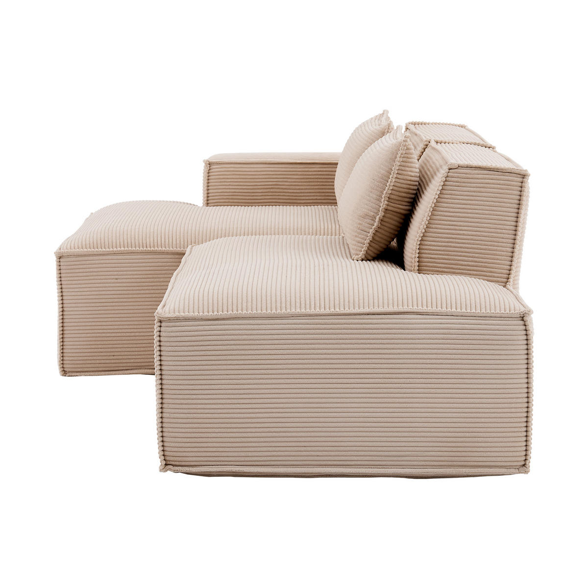 ECKSOFA polyester L-form mit taschenfederkern & 2 kissen - Hellgelb, Textil (235/129cm) - Urban Meuble