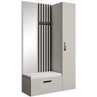 GARDEROBE Margaret II 121/203/43 mit Lamellen und Hochschrank - Kaschmir/Schwarz, Holzwerkstoff/Kunststoff (121/203/43cm) - Beautysofa