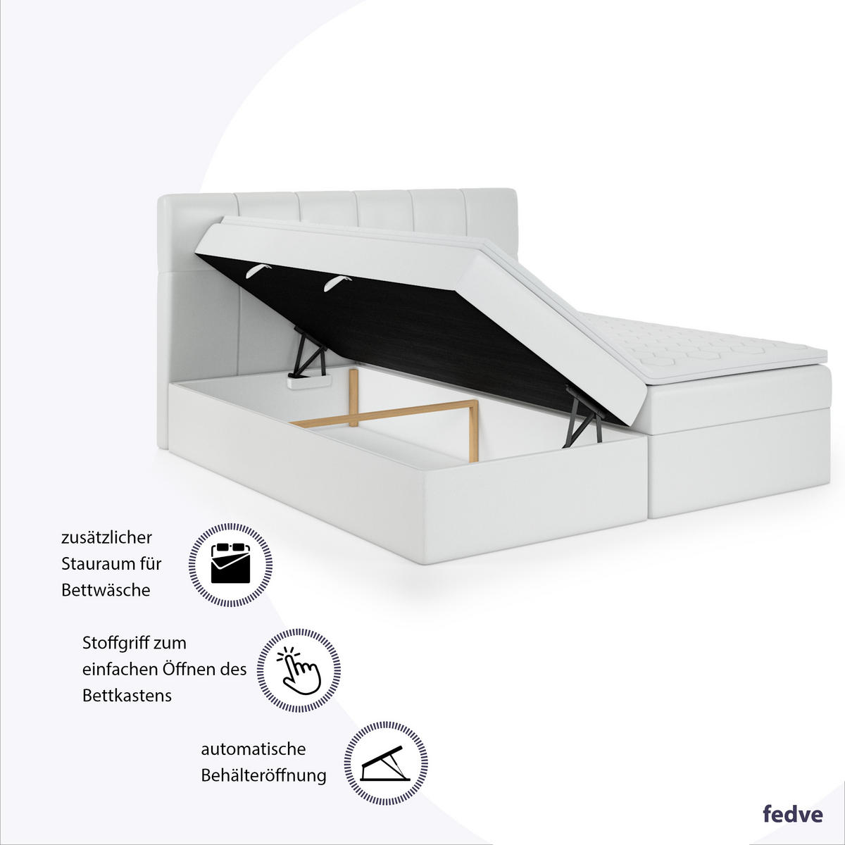 BOXBETT Mokpo 160x200 cm, Weiss - Weiß, Textil (160/200cm) - Fedve