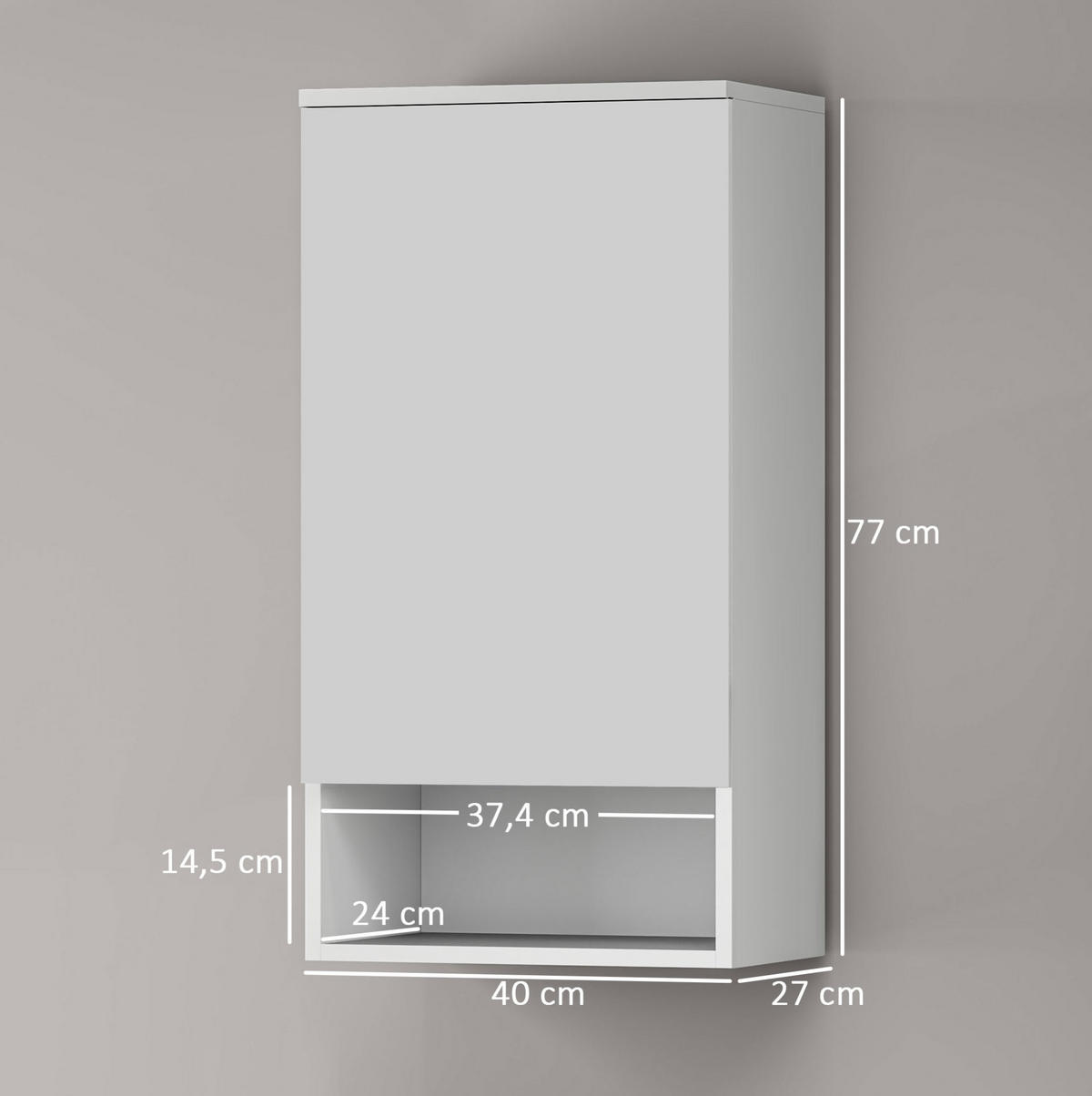 HÄNGESCHRANK mit verstellbaren Ablagen 40 x 27 x 77 cm Weiß - Weiß, Holzwerkstoff (27/77/40cm) - Beauniv