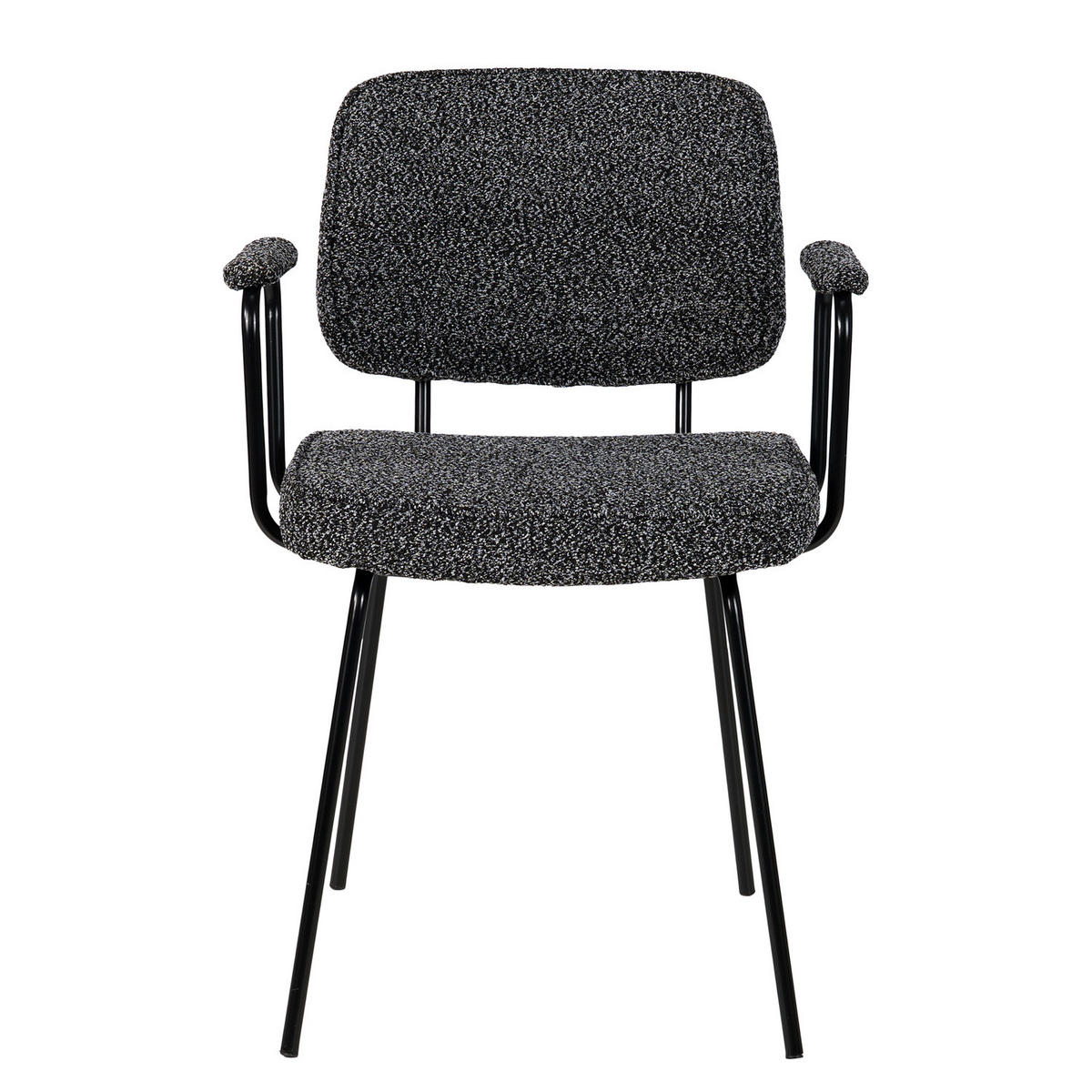 POLSTERSTUHL - 2er-Set - Metall / Textil - Schwarzweiß - Schwarz/Weiß, Textil/Metall (58/80/60cm) - home24