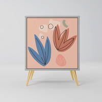 SIDEBOARD PASTEL DESTINY, Grau, 57,5x42x75,5 cm, Goldfarbene Metallfüße - Goldfarben/Multicolor, Holzwerkstoff/Metall (57.5/75.5/42cm) - SpaceRebels