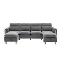 WOHNLANDSCHAFT DE-33935 modular mit Stauraumhockern Grau - Hellgrau, Holz (77/86/261cm) - ComfortXL
