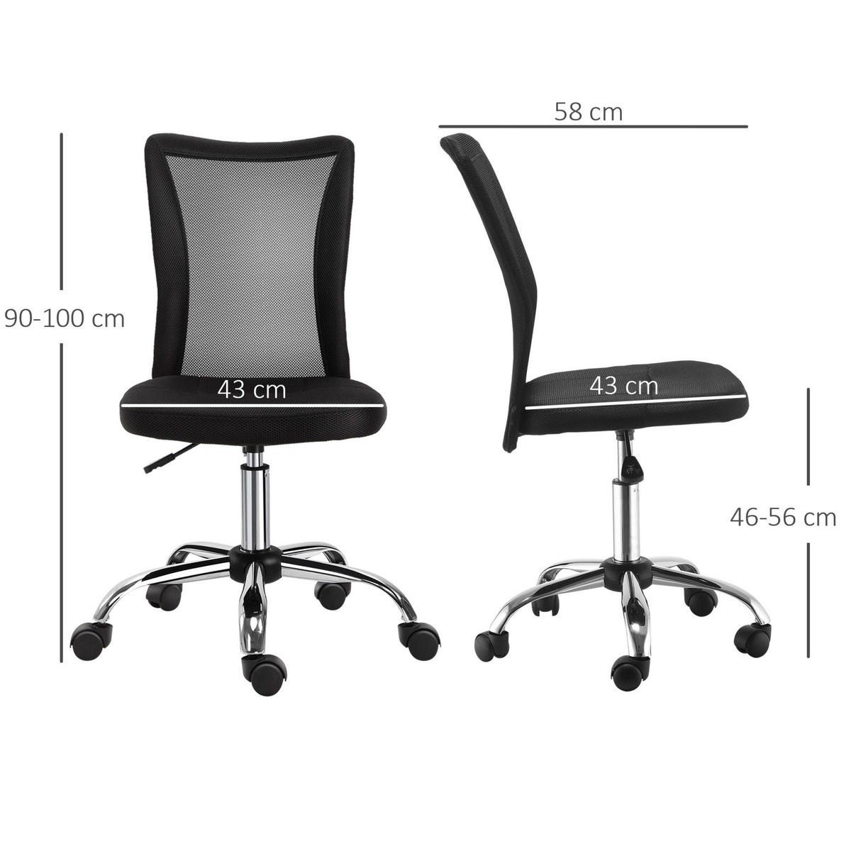 BÜROSTUHL höhenverstellbar 43 x 58 x 90-100 cm Polyester Black - Schwarz, Kunststoff (58/100/43cm) - Meubliv