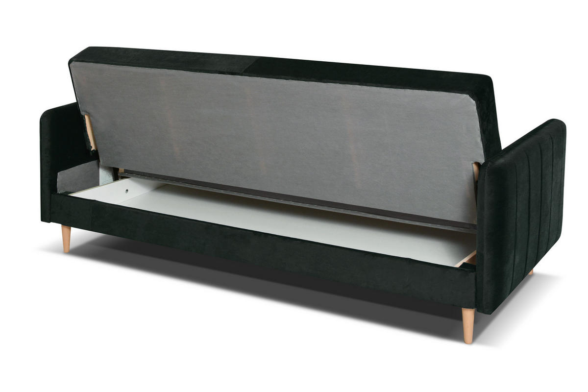 SCHLAFSOFA Vesto Schwarz Velours - Bettkasten - 207x93 cm - Schwarz, Holz/Holzwerkstoff (207/93/93cm) - Ravio