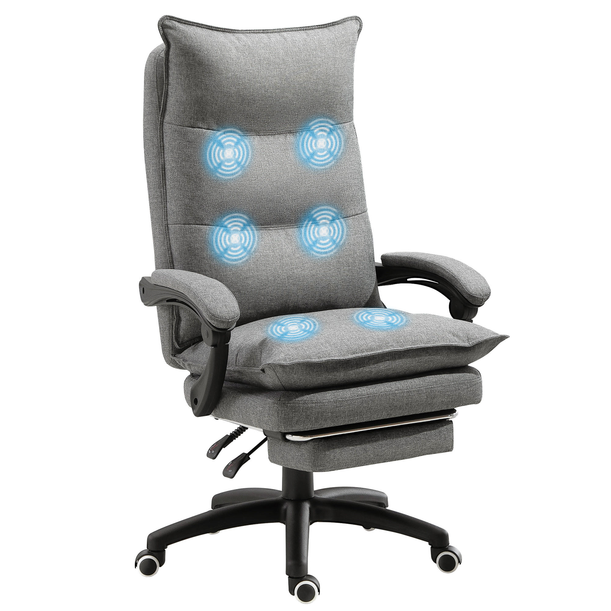 BÜROSTUHL, massage, Chefsessel, Grau - Grau, Kunststoff (62/120/70cm) - Vinsetto