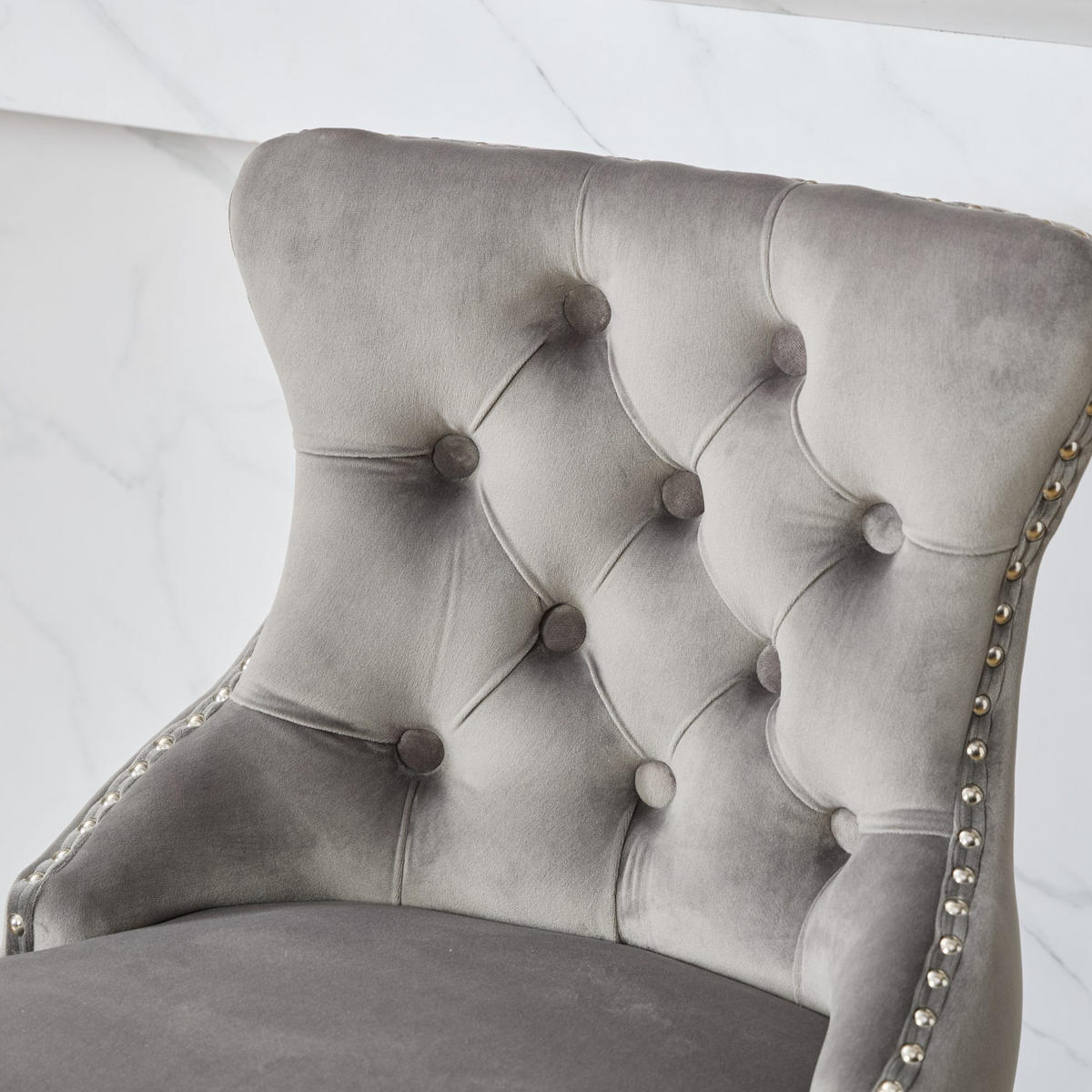 BARHOCKER 2er-Set aus Samt mit Holzbeinen, Grau - Grau, Textil (55/97.5/44.5cm)
