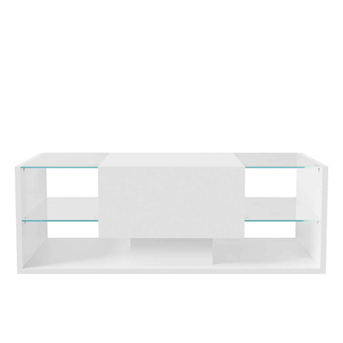 COUCHTISCH LED 100x50x35 cm Glas Hochglanz weiß - Weiß, Holz (50/100/35cm) - LEBENLANG