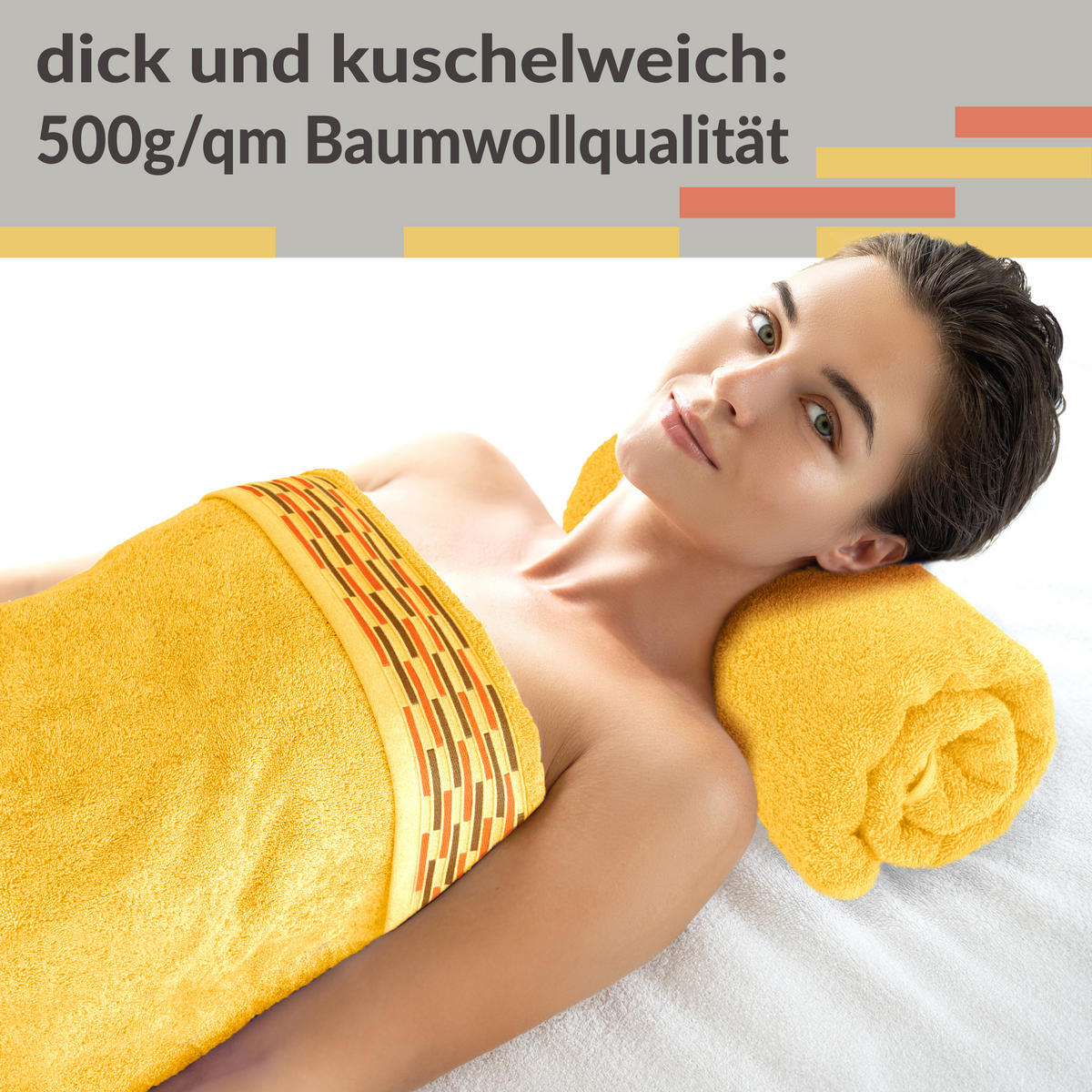 DUSCHTUCH Lugano Gelb 2er 70x140 cm - Gelb, Textil (70/140cm) - Lashuma