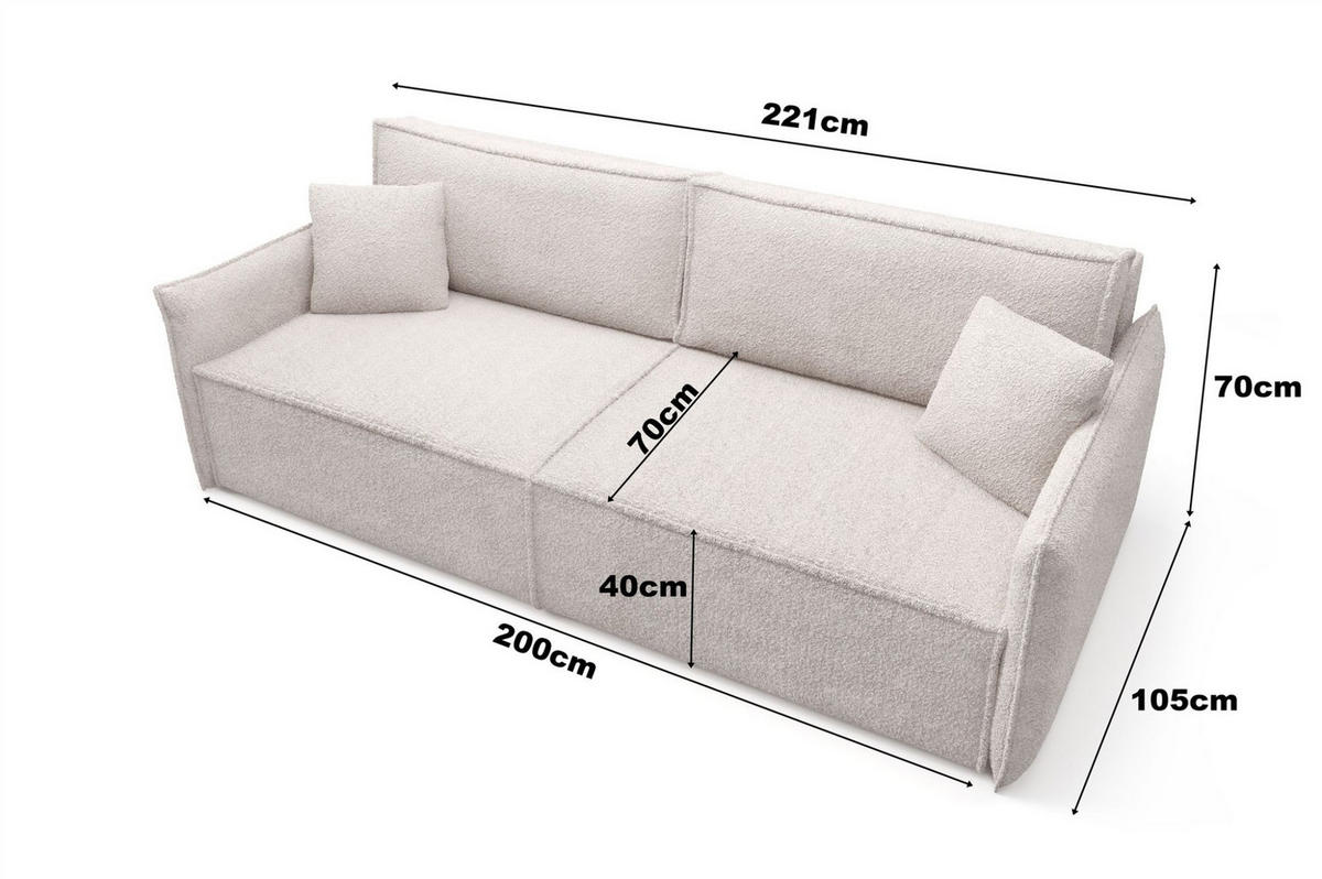 SCHLAFSOFA Lagos - Sandfarben, Holzwerkstoff/Textil (221/70/105cm) - Fun Möbel