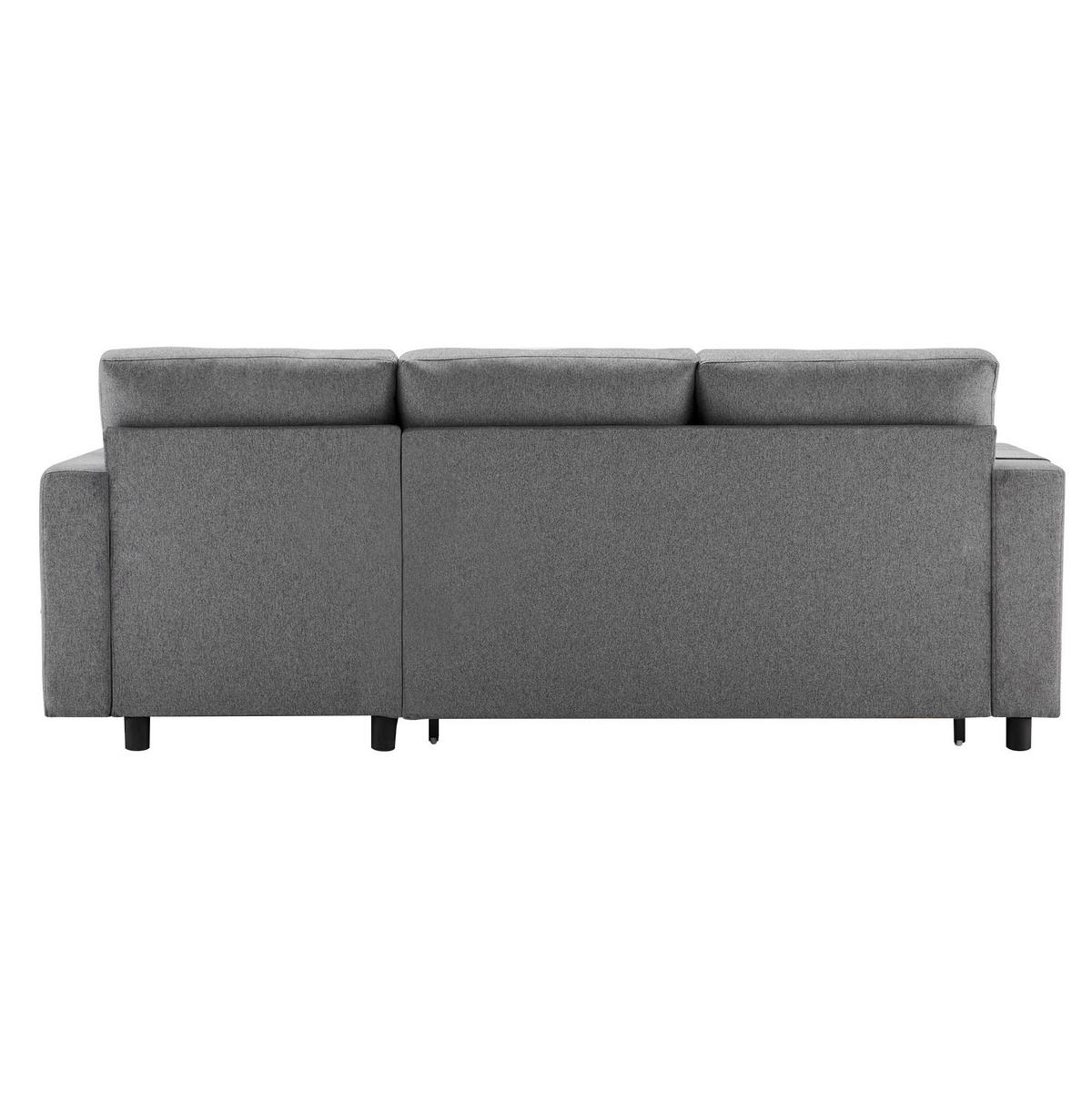 SCHLAFSOFA aus Leinen 219,5x142,5x83 cm Dunkelgrau mit Stauraum, wechselbarer Chaiselongue und Schlaffunktion - Dunkelgrau, Textil (142.5/83/219.5cm) - Modfu