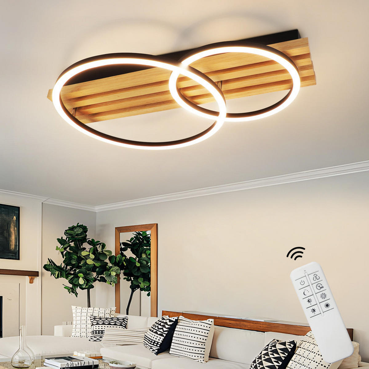 LED-DECKENLEUCHTE Elfriede II 8.8/55/35cm - Eschefarben, Holz (8.8/55/35cm) - Nettlife