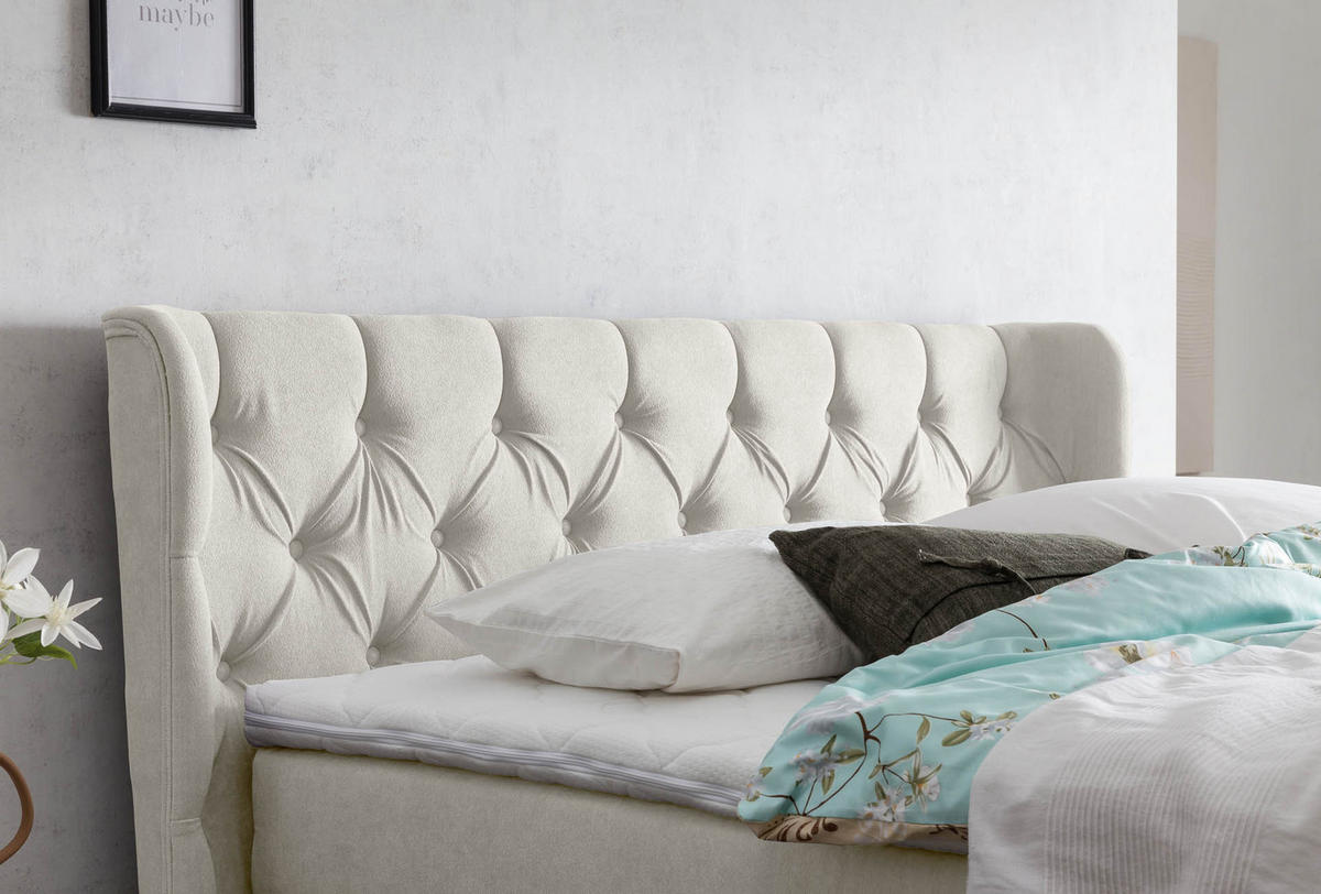 BOXSPRINGBETT ELEKTRISCH VERSTELLBAR EON 160x200 Beige H2 und H3 Bett mit Motor 7-Zonen TFK Matratze inkl. Visco Topper Motorbett mit Eiche - Beige, Textil (160/200cm) - Belanoti