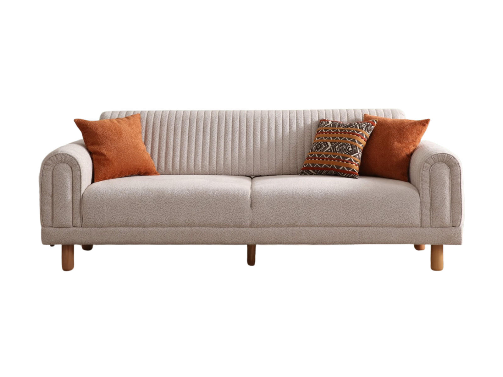 SOFA Kyoto 3-Sitzer Bouclé Beige - Beige, Holz/Textil (230/80/95cm)