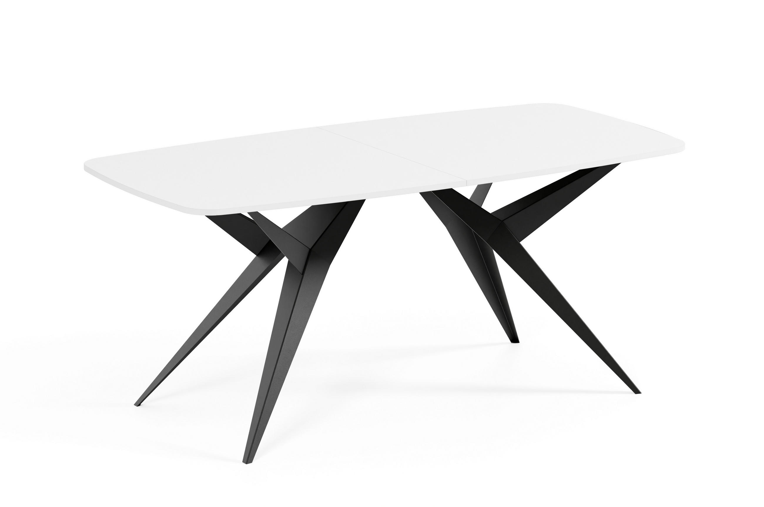 ESSTISCH AXIS - Schwarz/Weiß, Holzwerkstoff/Metall (90/180/76cm) - Meblini