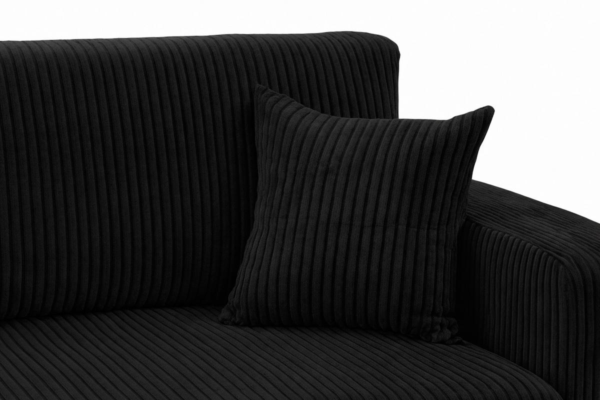 ECKSOFA Mit Schlaffunktion, Cordstoff Poso, Schwarz, Links, ROUND ONE XL - Schwarz, Holz (271/175cm) - Kaiser Möbel