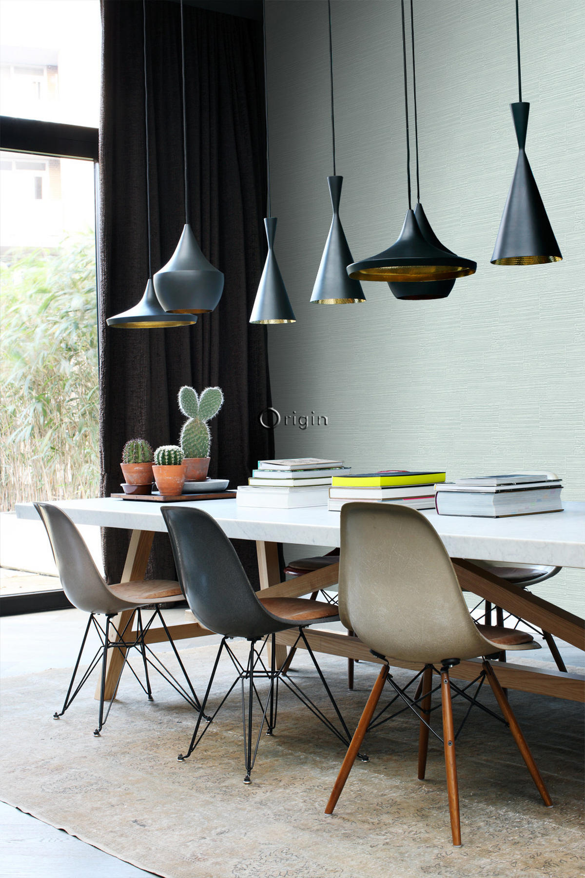 TAPETE Steinoptik 53 cm x 10.05 m - Grün, Papier (53/1000cm) - Origin Wallcoverings