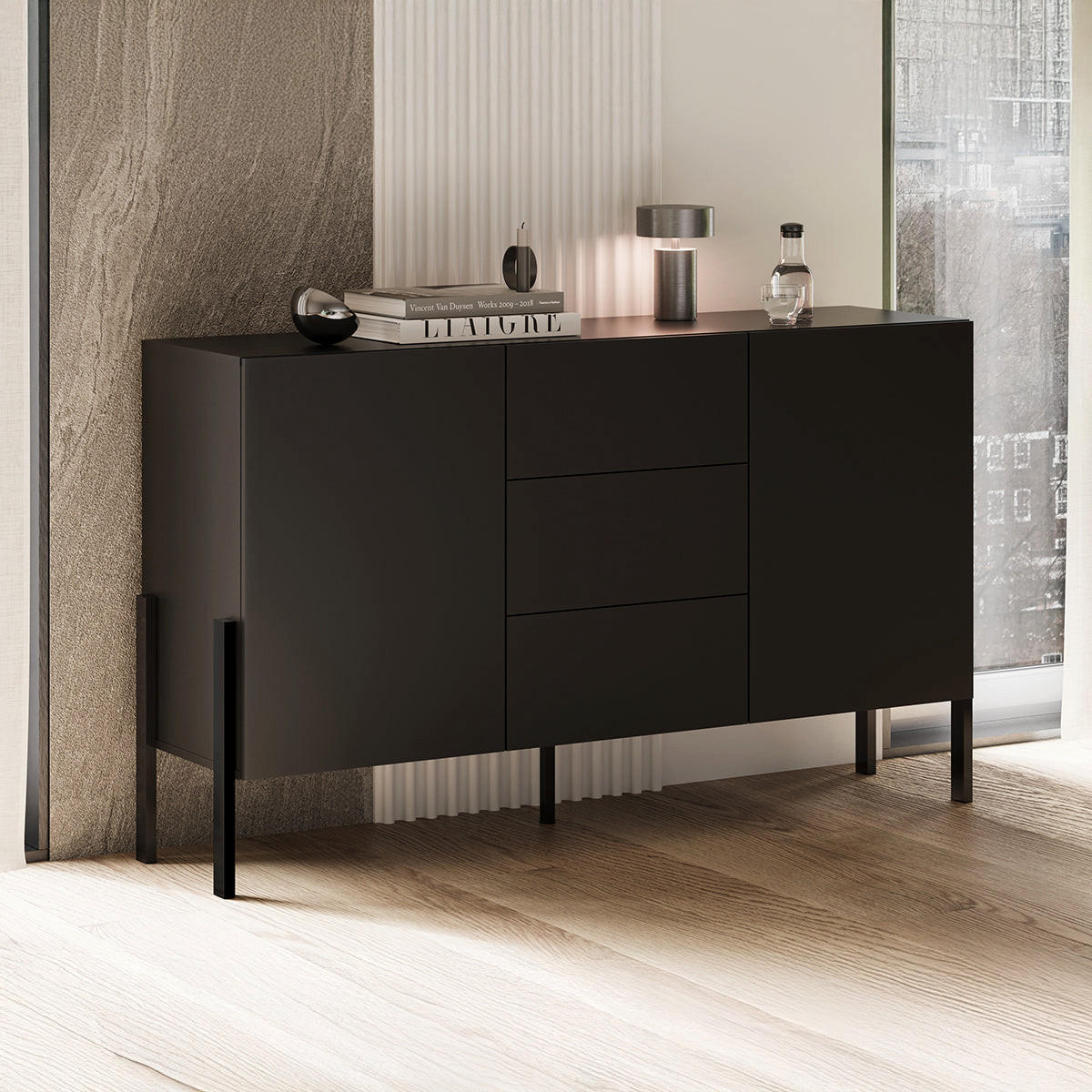 SIDEBOARD Bérénice Černá - černá, kompozitní dřevo (154/90/40cm) - Petits-meubles