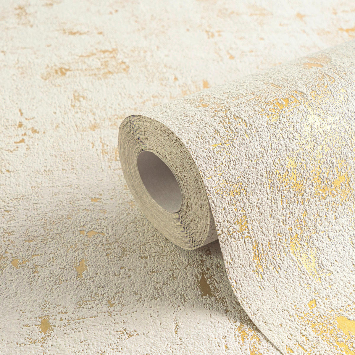 VLIESTAPETEN Blooming, Vintagetapete, weiß, gold - Goldfarben/Weiß, Papier (530/10050cm) - KUNSTLOFT