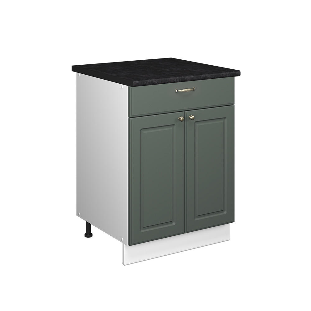 UNTERSCHRANK FÜR SPÜLE/KOCHFELD Fame-Line, Grün-Gold Landhaus/Weiß, 60 cm mit Schublade, AP Anthrazit - Weiß/Grün, Holzwerkstoff (60/82/60cm) - Vicco