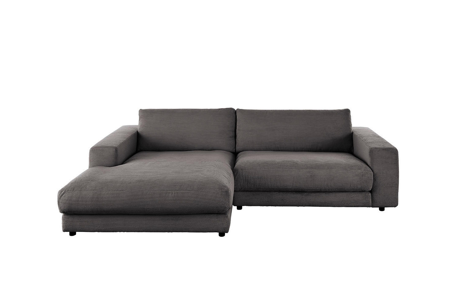 ECKSOFA MADELINE Grau Cord - Schwarz/Grau, Kunststoff/Textil (270/190cm) - KAWOLA