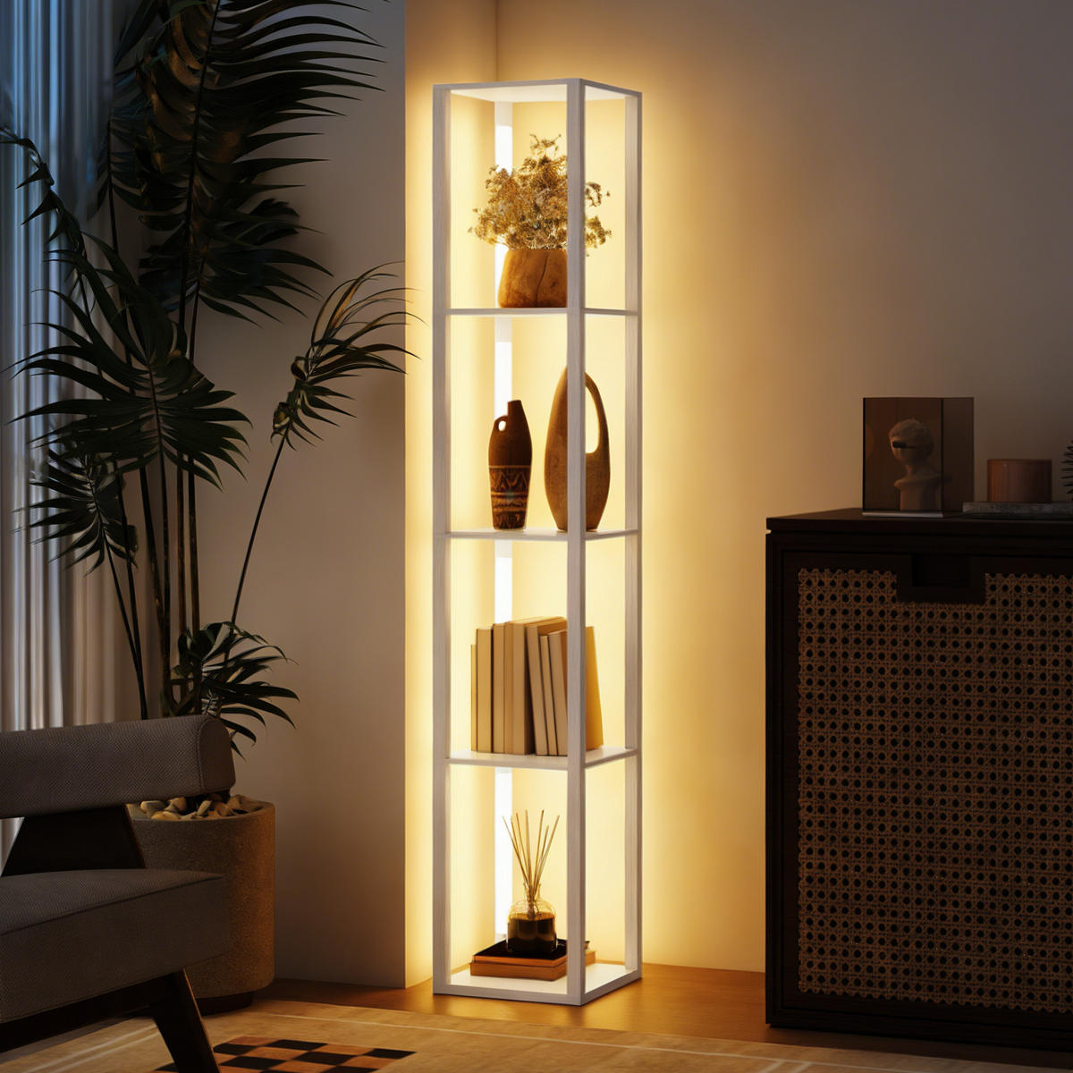 STEHLAMPE MDF Kunststoff Weiß - Weiß, Holzwerkstoff (29/29/163cm) - HOMCOM