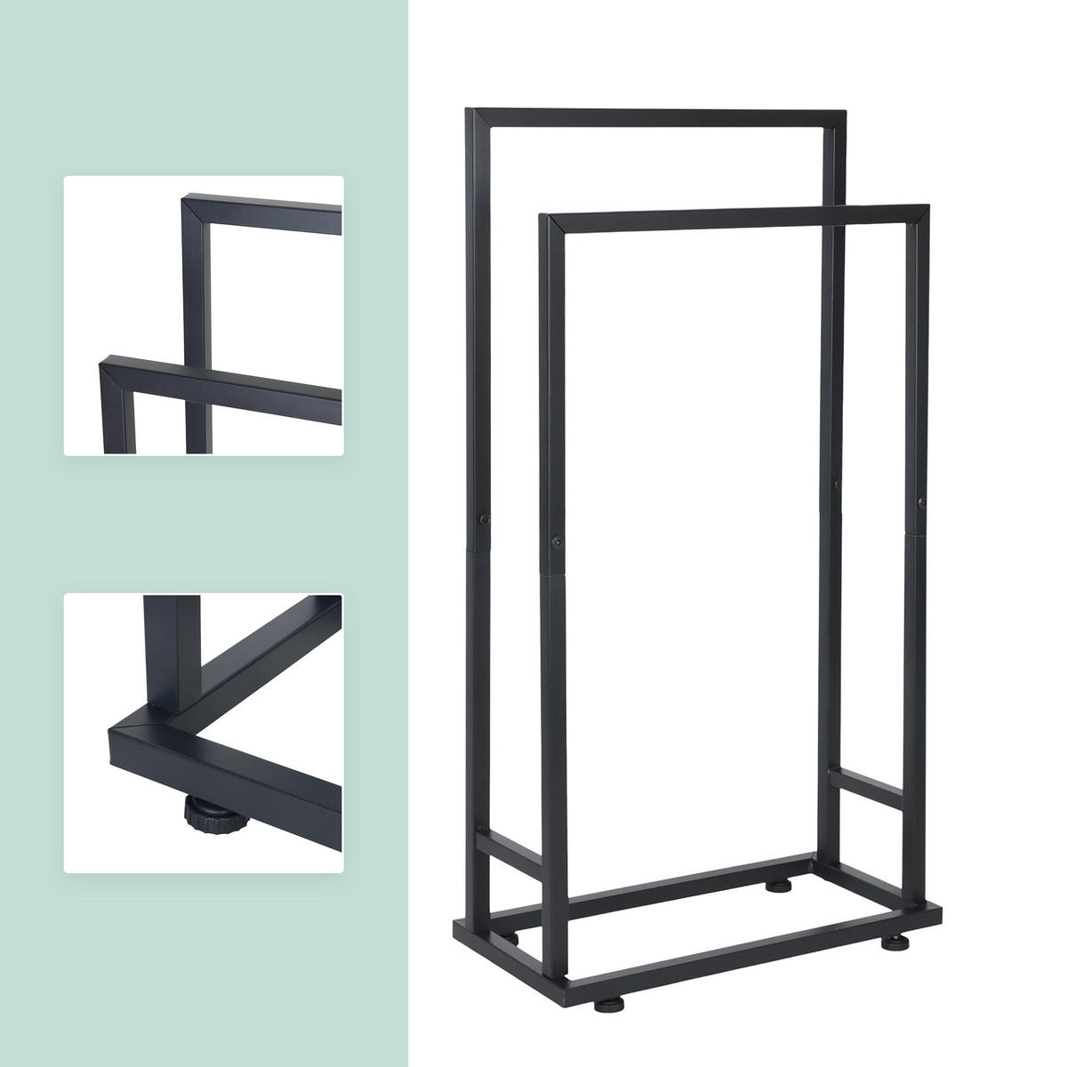 HANDTUCHSTÄNDER - Schwarz, Metall (41/77/21cm) - Relaxdays