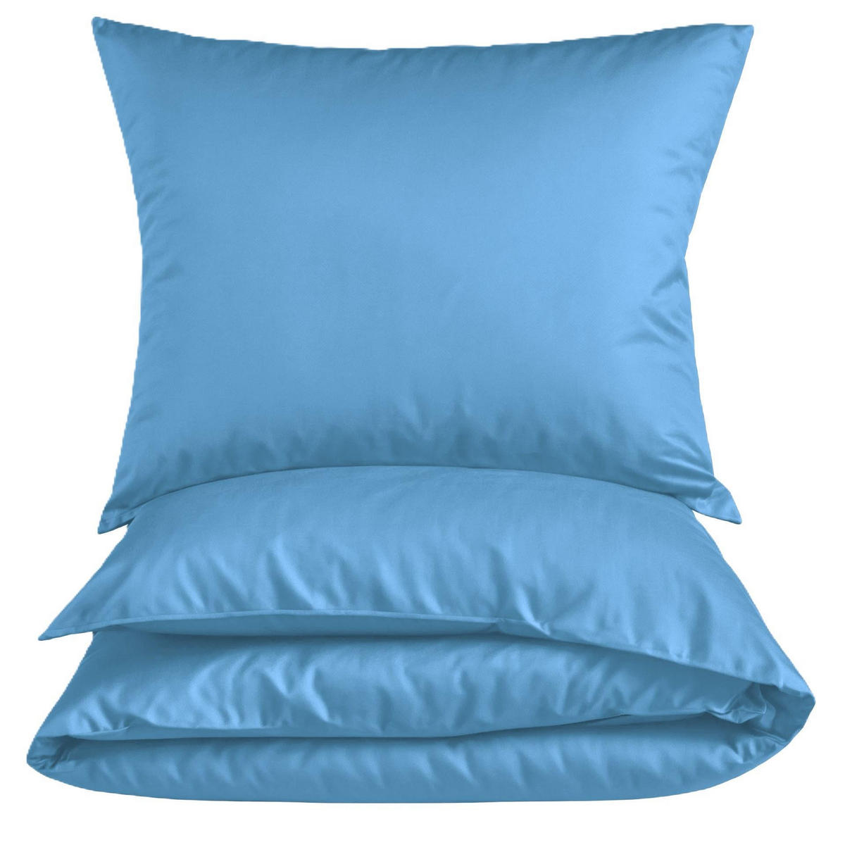 MAKO-SATIN-BETTWÄSCHE 135x200 Bettbezug einfarbig 100% Baumwolle - Uni Hell-blau - Hellblau, Textil (135/200cm) - Carpe Sonno