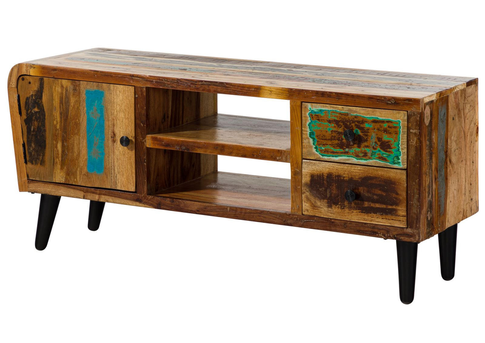 TV-BOARD Altholz 145x45x62 mehrfarbig lackiert SIXTIES #102 - Multicolor, Holz (145/62/45cm) - Massivmoebel24