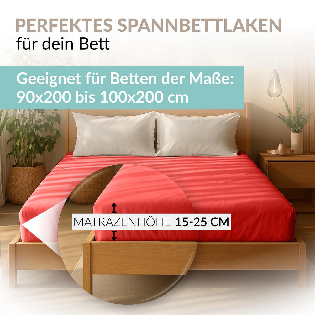 JERSEY-SPANNBETTTUCH 90x200 - 100x200 Große Bettlaken aus 100% Baumwolle, Spannbettlaken Laken Uni Rot - Rot, Textil (100/200cm) - Carpe Sonno