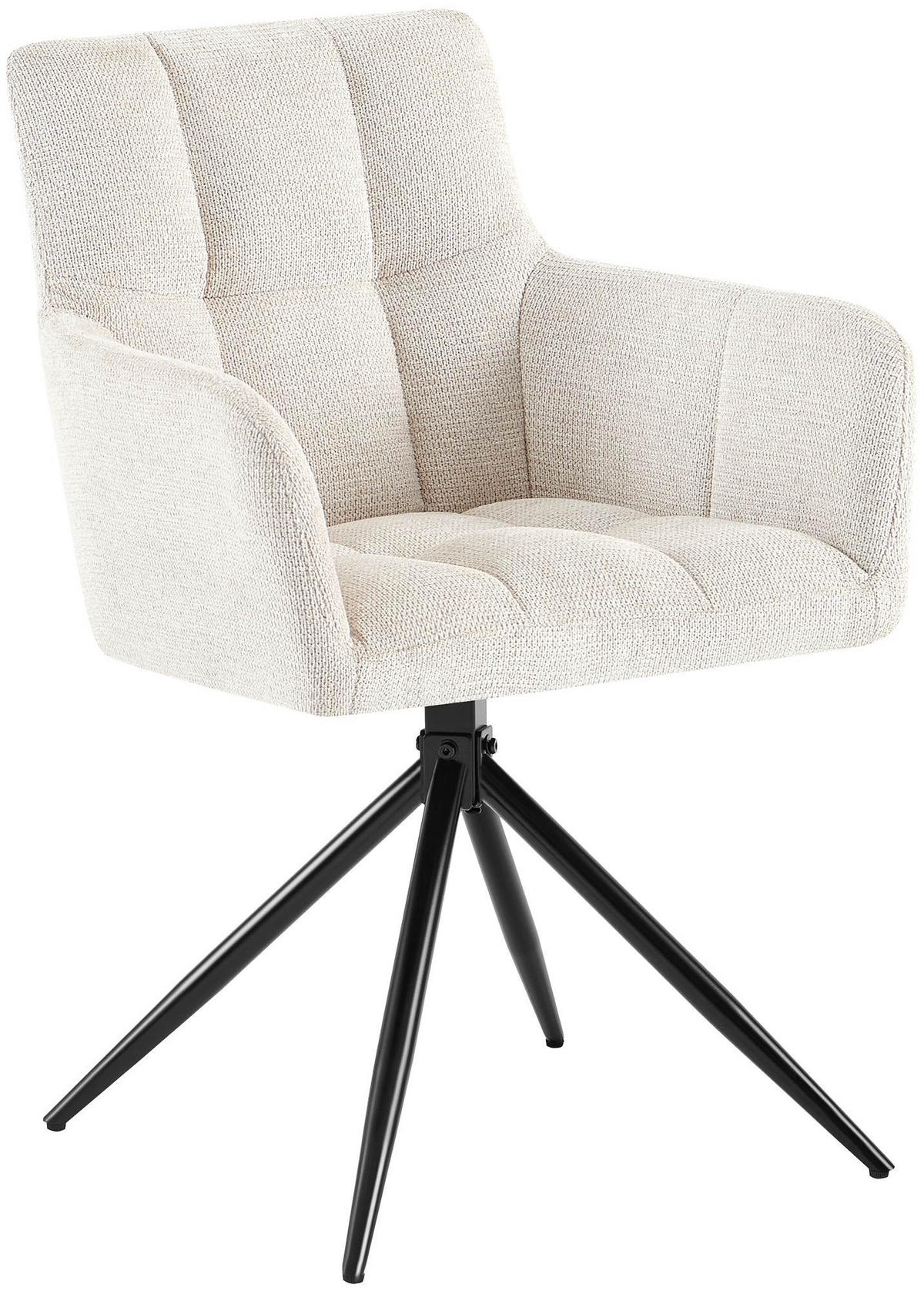 ARMLEHNENSTUHL Stoff Creme - Creme/Schwarz, Textil/Metall (59/87/59cm) - CLP