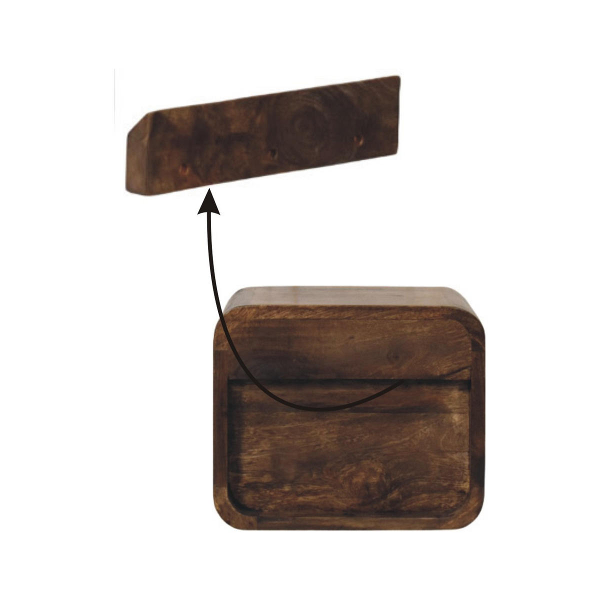 NACHTTISCH Abgerundet mit einer Schublade - Dunkelbraun/Messingfarben, Holz/Metall (30/25/25cm) - Artisan Furniture